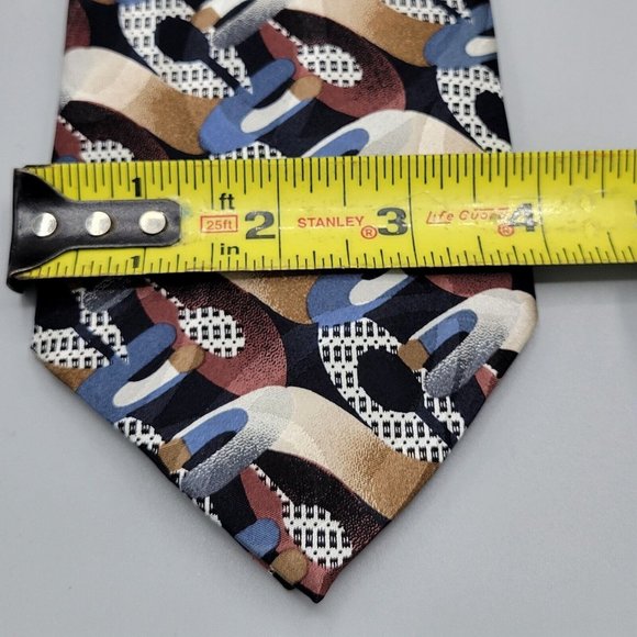MARTIN WONG Screenplay Neck Tie Mens Abstract Blue Brown Silk NWT - Picture 6 of 7